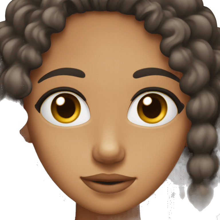 tan skinned girl with dark brown eyes and black curly hair emoji