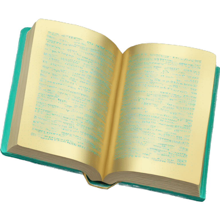 Realistic isolated teal book with metallic gold writing lying down flat. emoji