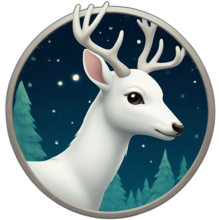 white deer in the night mirror emoji