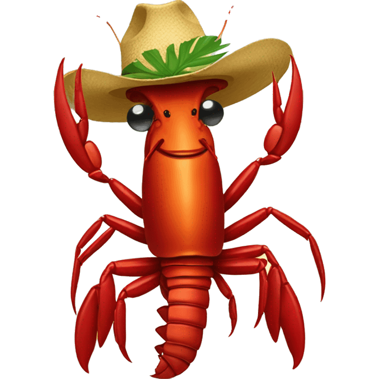 Crawfish wearing a palm leaf cowboy hat emoji