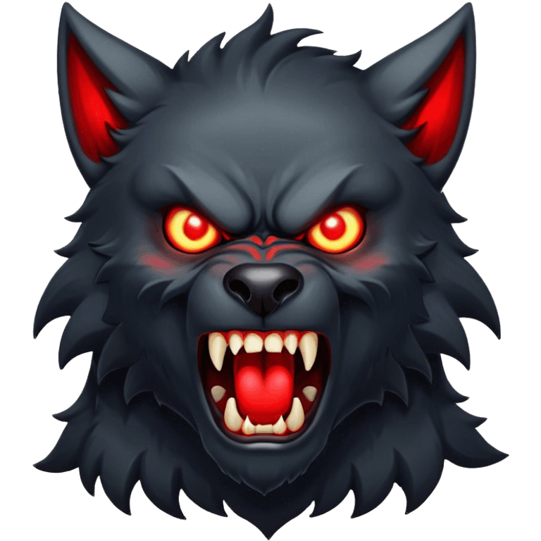 black Werewolf with glowing red eyes screaming  emoji