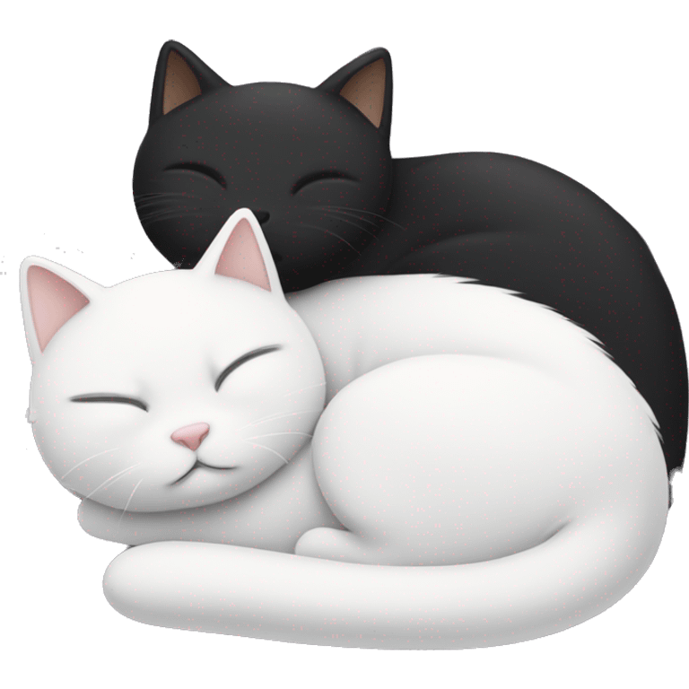 One black and one white cat sleeping and hugging each other emoji