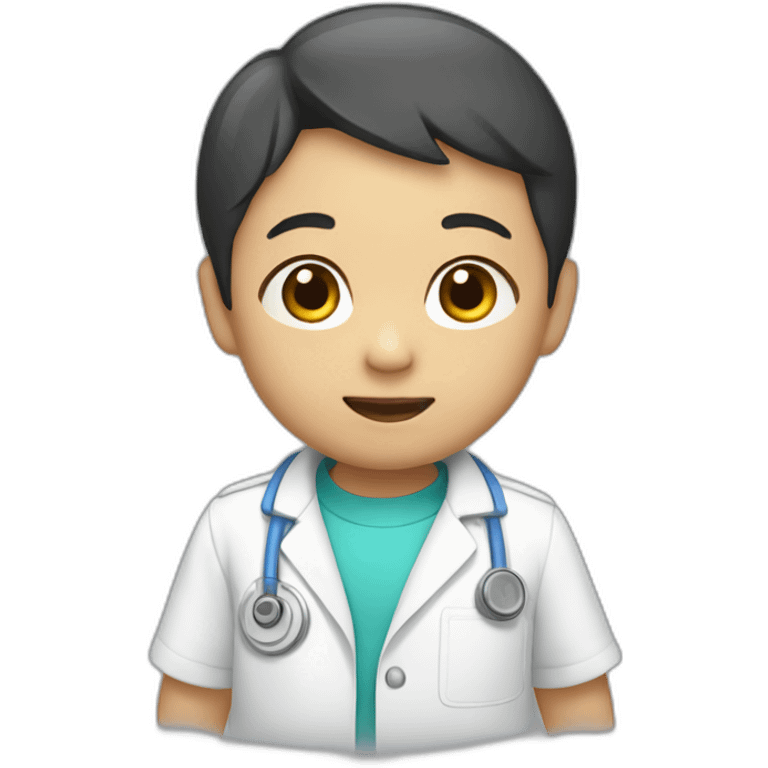 asian toddler male with lab suit emoji