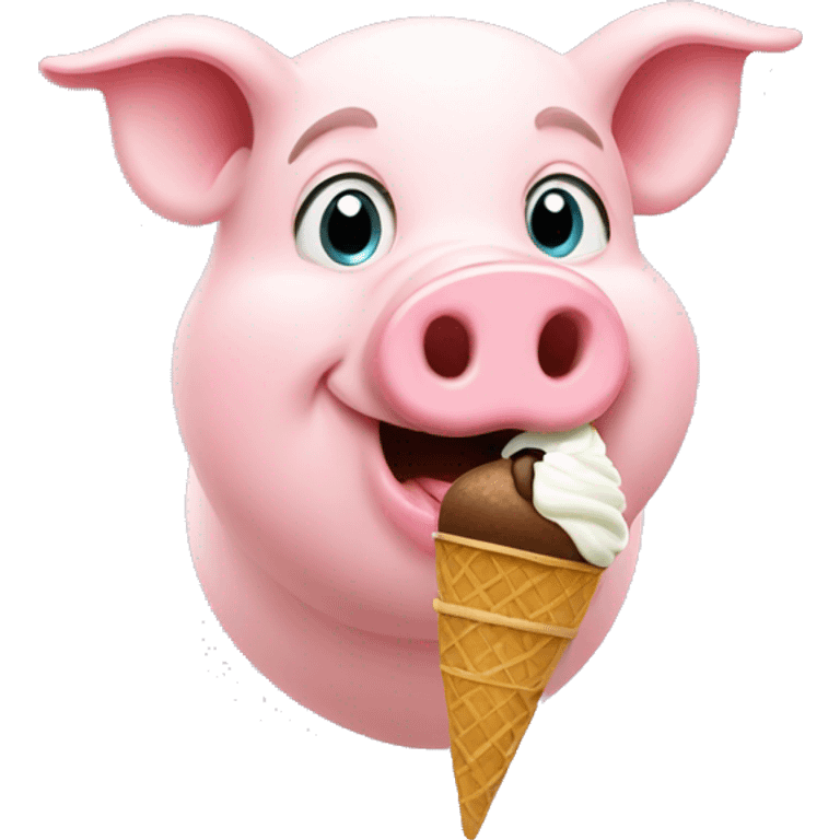 Pig eating ice cream emoji