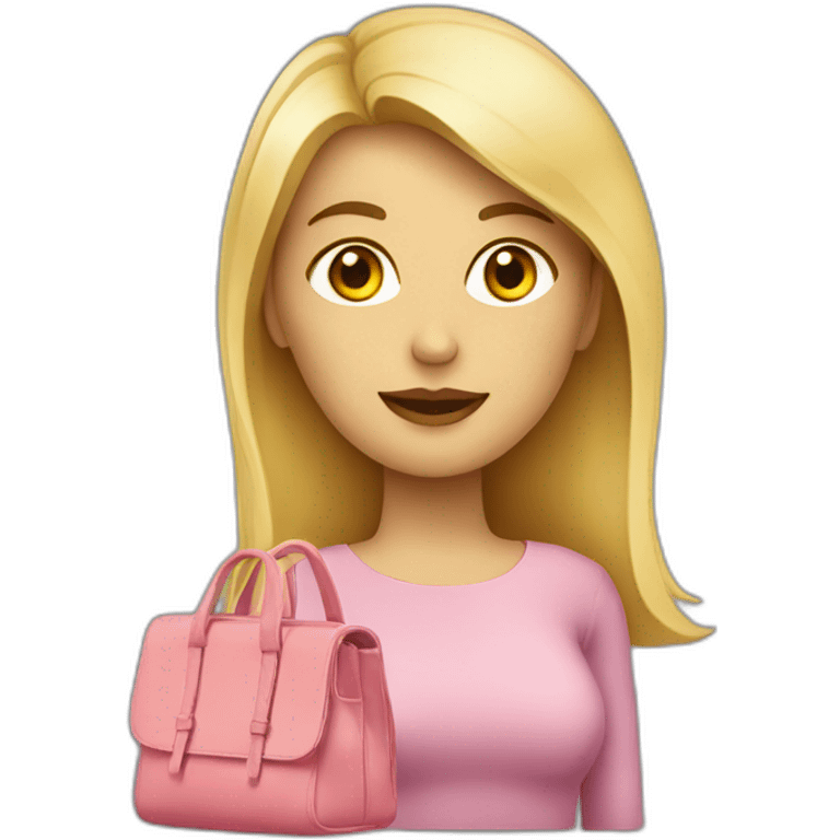 Mujer rubia usando bolso emoji