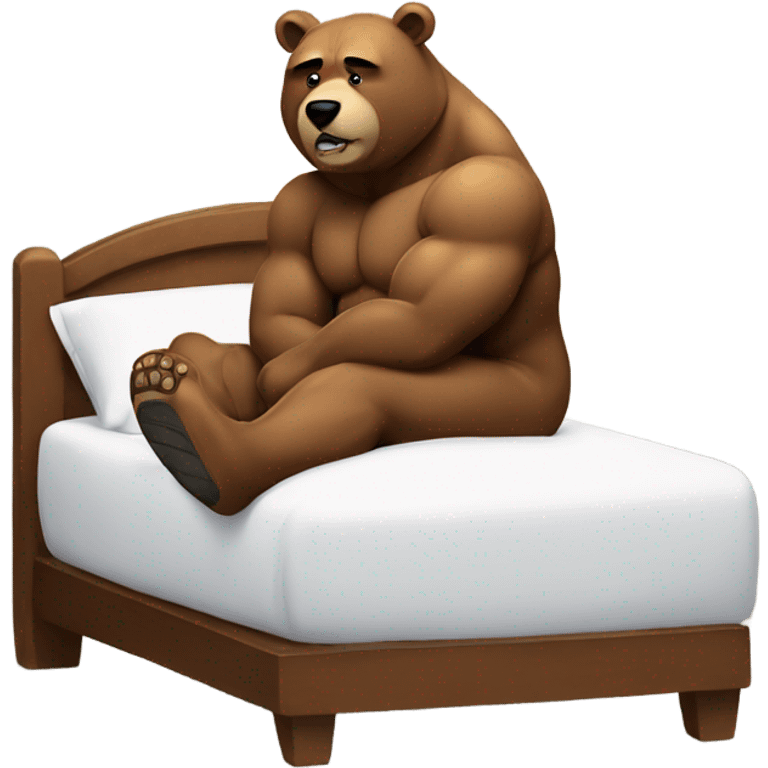 muscle bear resting on bed emoji