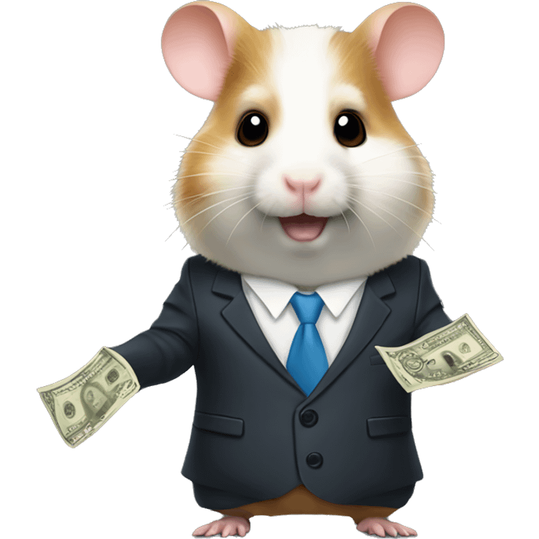 hamster in suit and money emoji