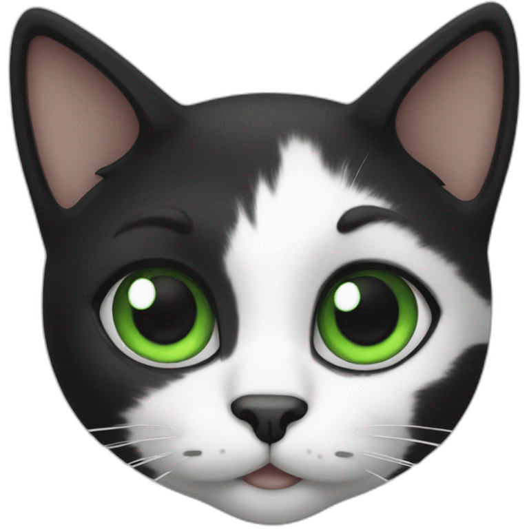 black-and-white cat with green eyes emoji