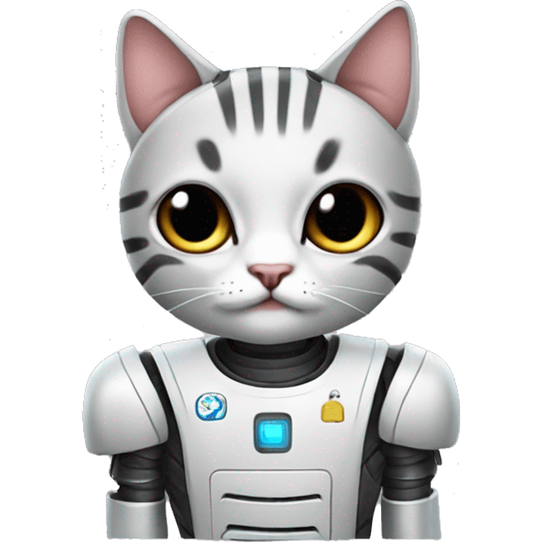 Kucing dengan baju robot emoji