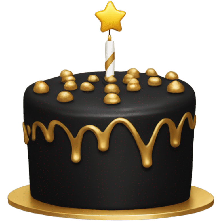 black cake with gold emoji