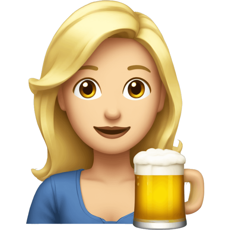 Mujer rubia tomando cerveza  emoji