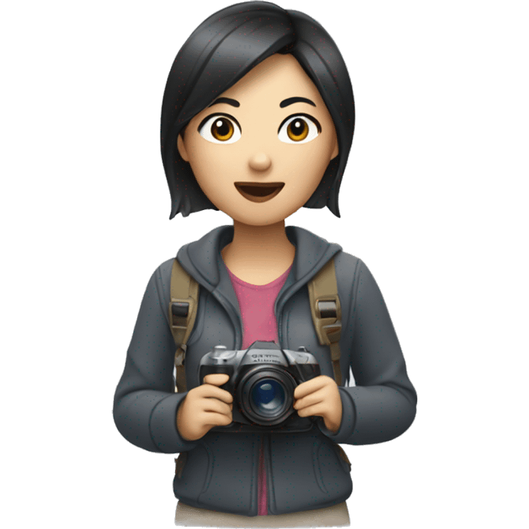 asian woman holding a camera emoji