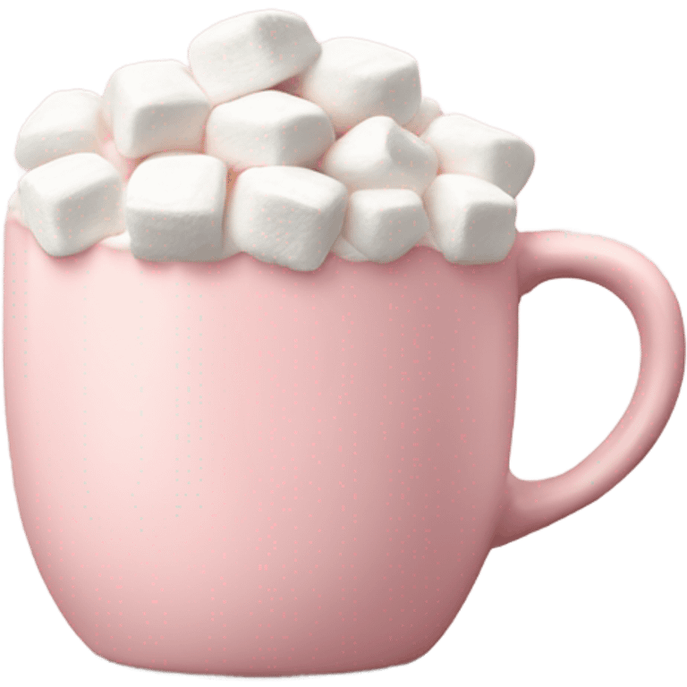 Light Pink mug of hot chocolate with marshmallows  emoji