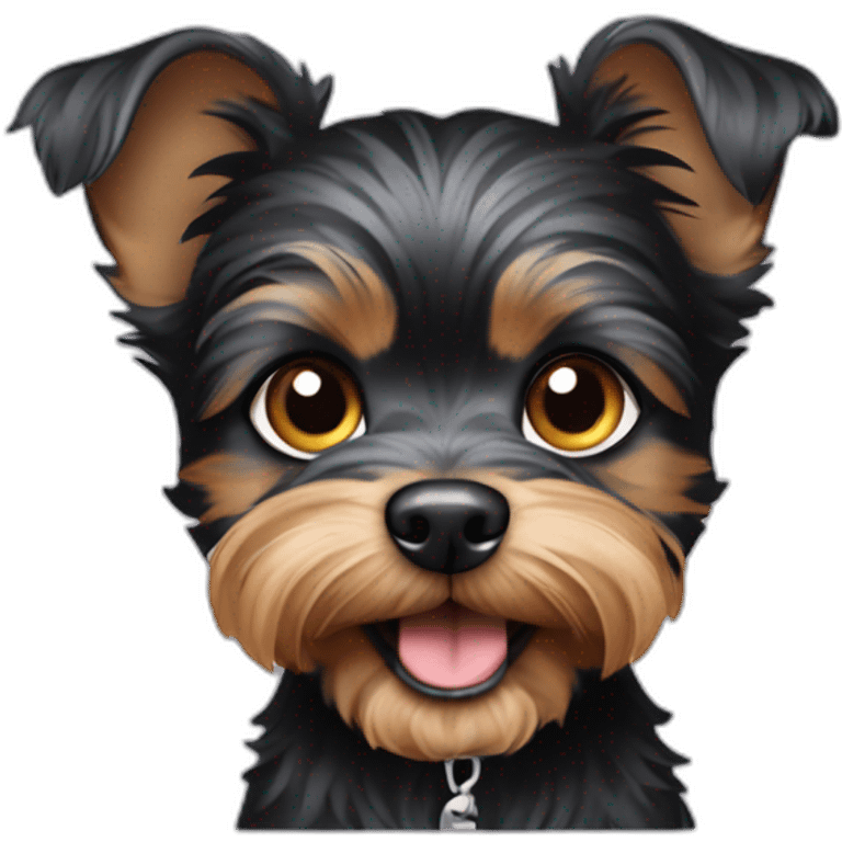 black puppy yorkshire terrier as charles chaplin emoji