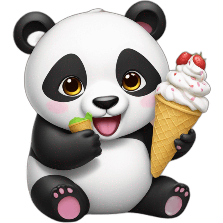 Panda eating ice cream emoji