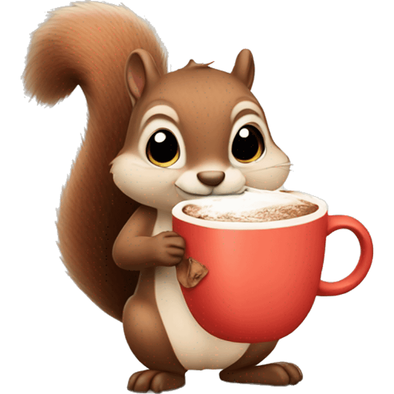 Squirrel holding hot cocoa emoji