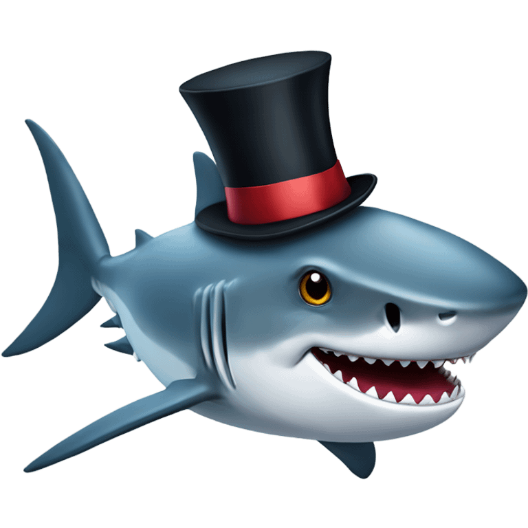 Shark with a top hat emoji