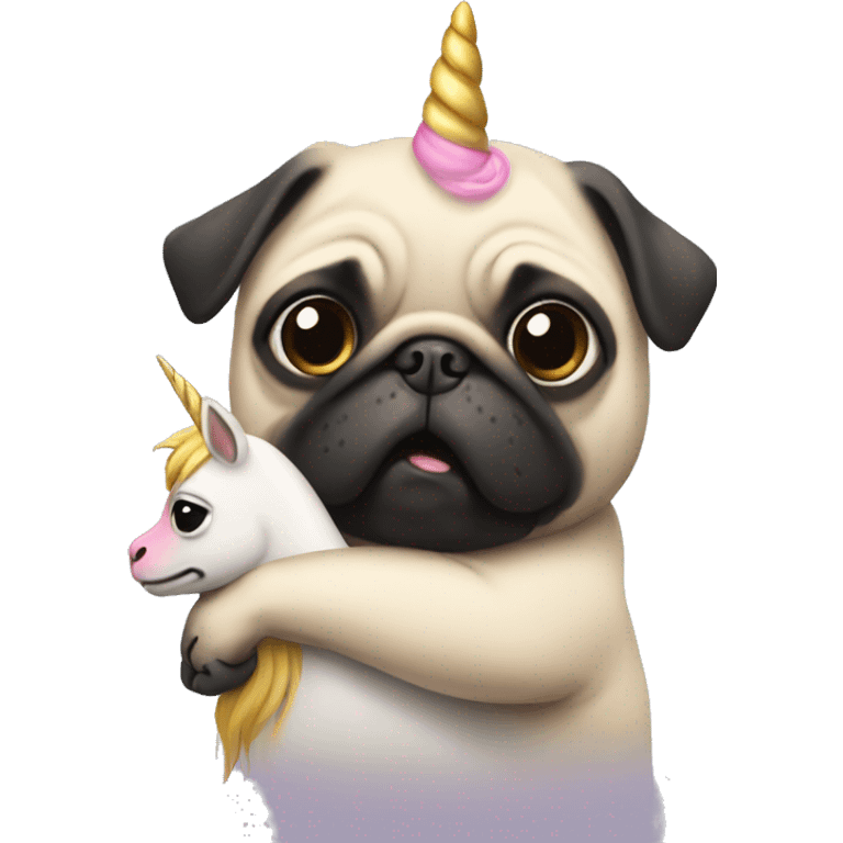 pug hugging a unicorn  emoji