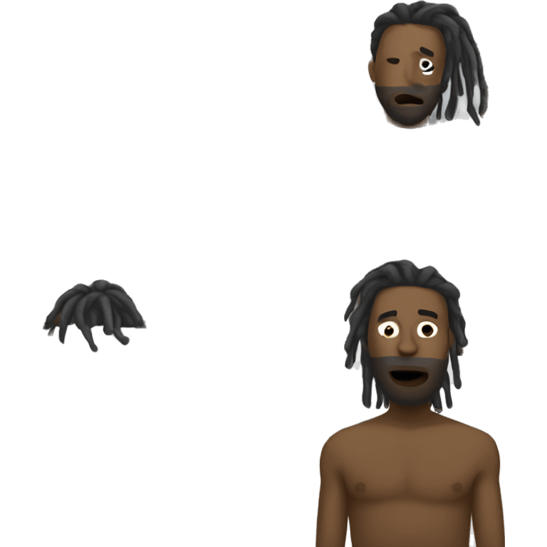 “Black man with dreadlocks, sick in bed, wearing a face mask, flushed, Aimoji style.” emoji