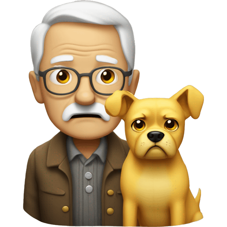 Grumpy Grandpa with a grumpy yellow dog emoji