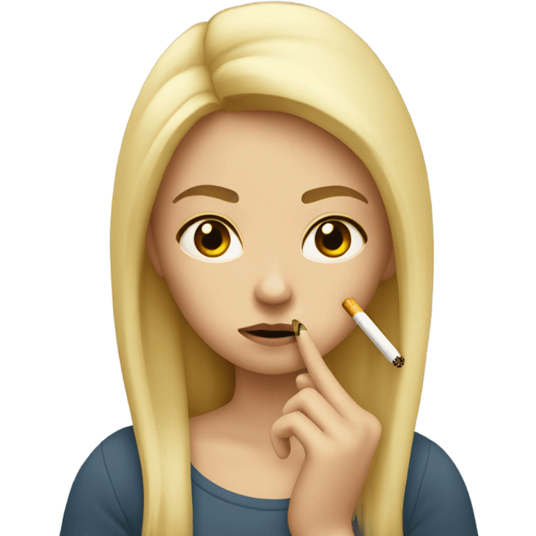 sad blonde girl smoking cigarette  emoji