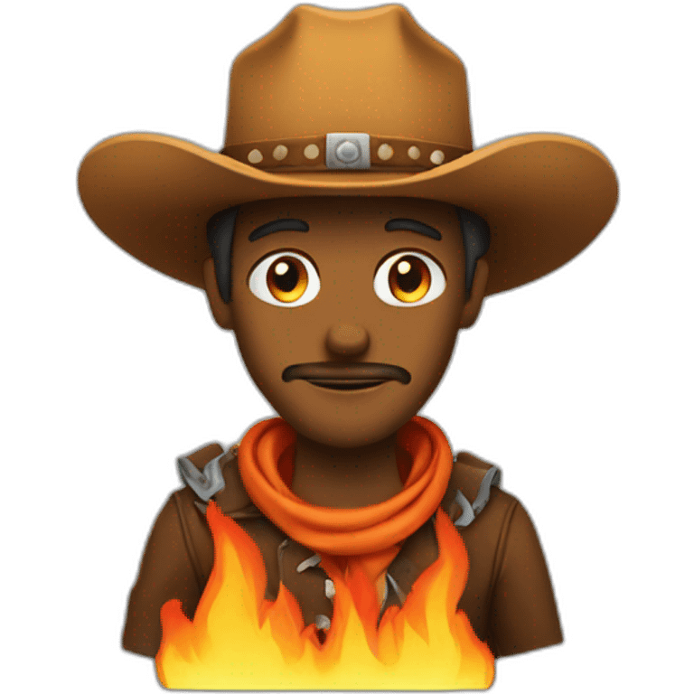 cowboy who has a hat made out of fire emoji