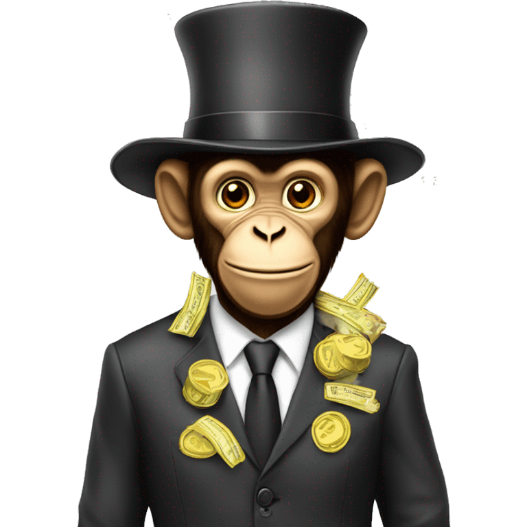 businessman monkeywith money and fotr hat emoji