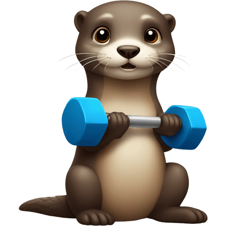 cute otter with a dumbbell emoji