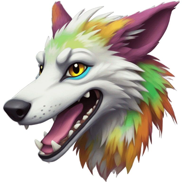 colorful Feral Sergal Fursona emoji