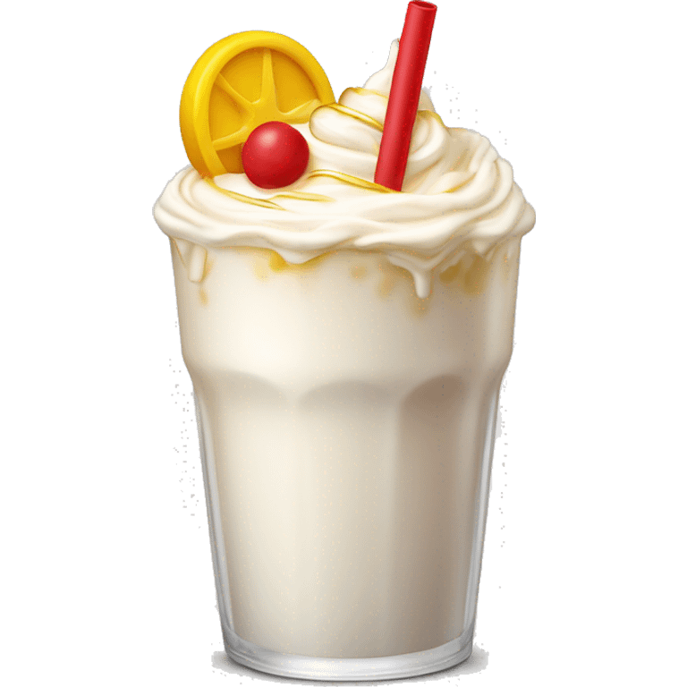 beautiful and delicate milkshake with two straws with a Summer Core, in white, bright crimson red and yellow gold colors emoji