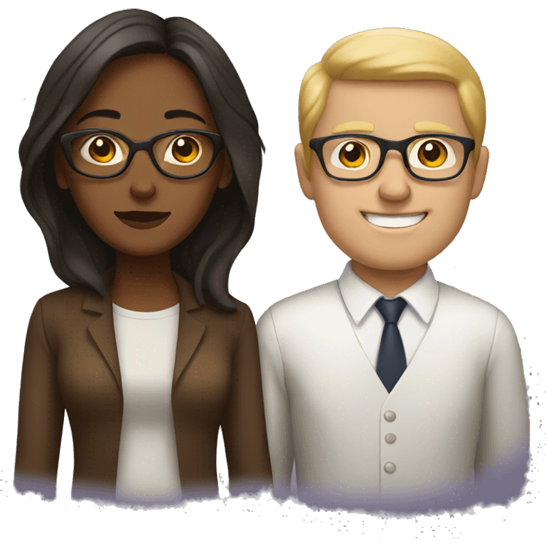 brown woman and white man with glasses emoji