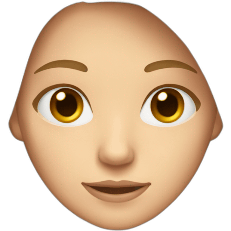 one small european woman with long light brown and blonde hair and brown eyes in the front, emoji