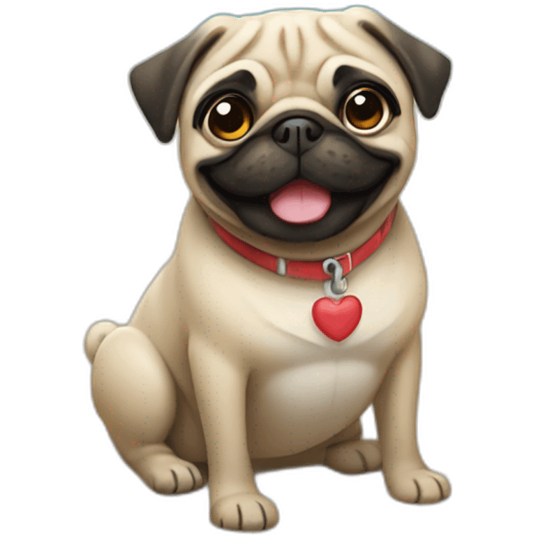 Pug in a beach smiling in love emoji