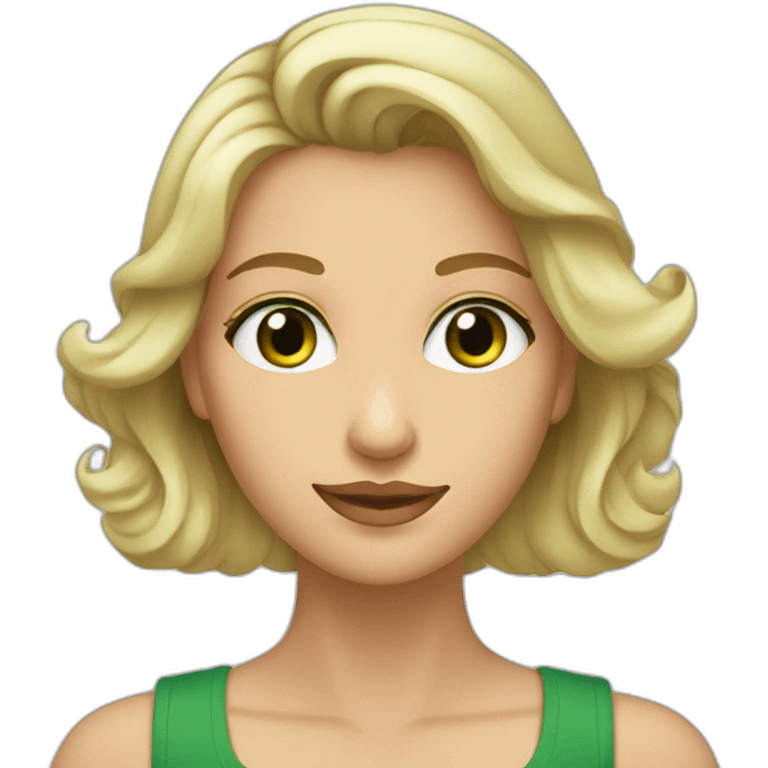 Mujer rubia con pelo ondulado y ojos verdes con hombre de pelo y barba gris y ojos verdes emoji