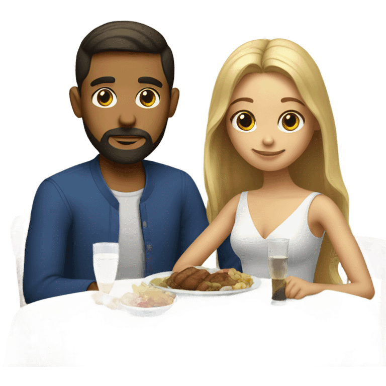 Puerto rican beard short brown hair getting dinner with with blond long hair girl  emoji