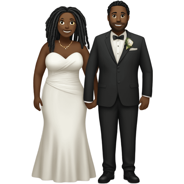 full body Plus size couple with locs wedding pale emoji