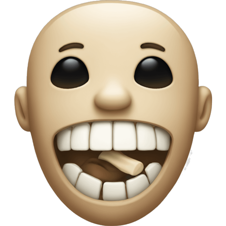 emoji with a white bone in his mouth emoji