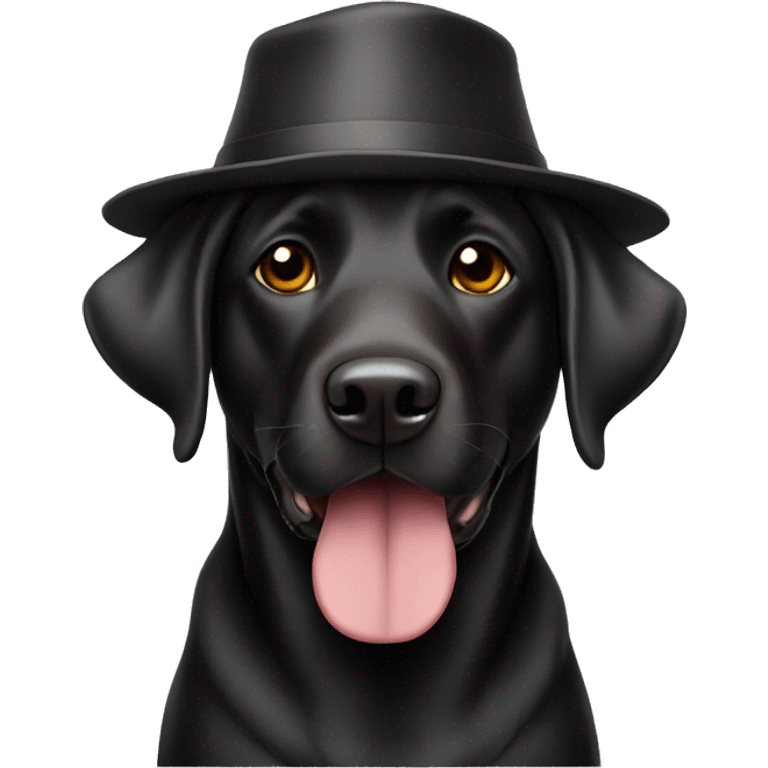 Full size Black Lab dog in a turkey hat emoji