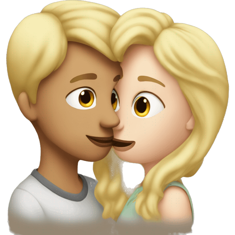 Boy blonde hair kissing mother and so emoji