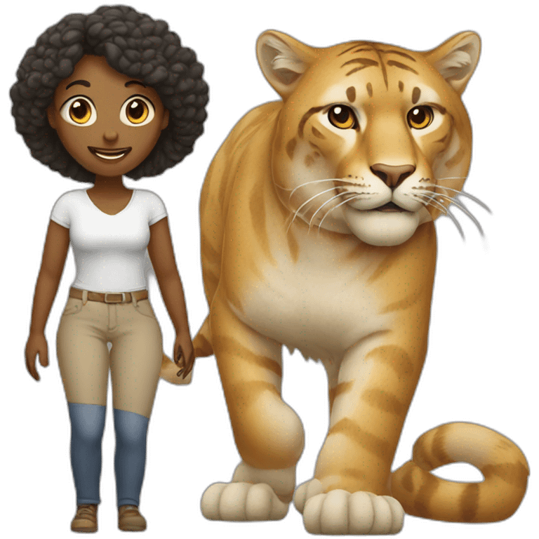 Big cat and woman and man emoji