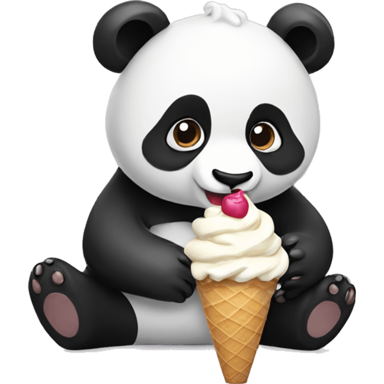 Panda eating ice cream emoji