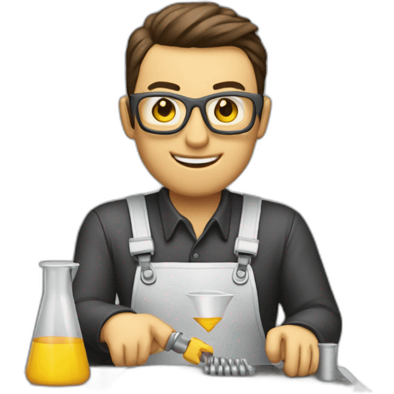 Man making engineering plastic in a bar extruder emoji