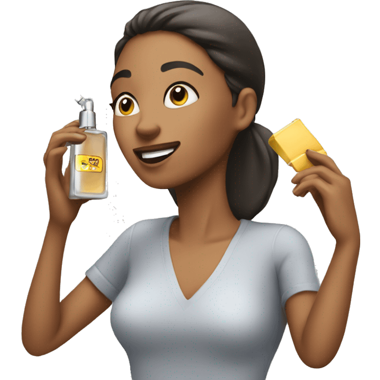 Female holding and spraying perfume emoji