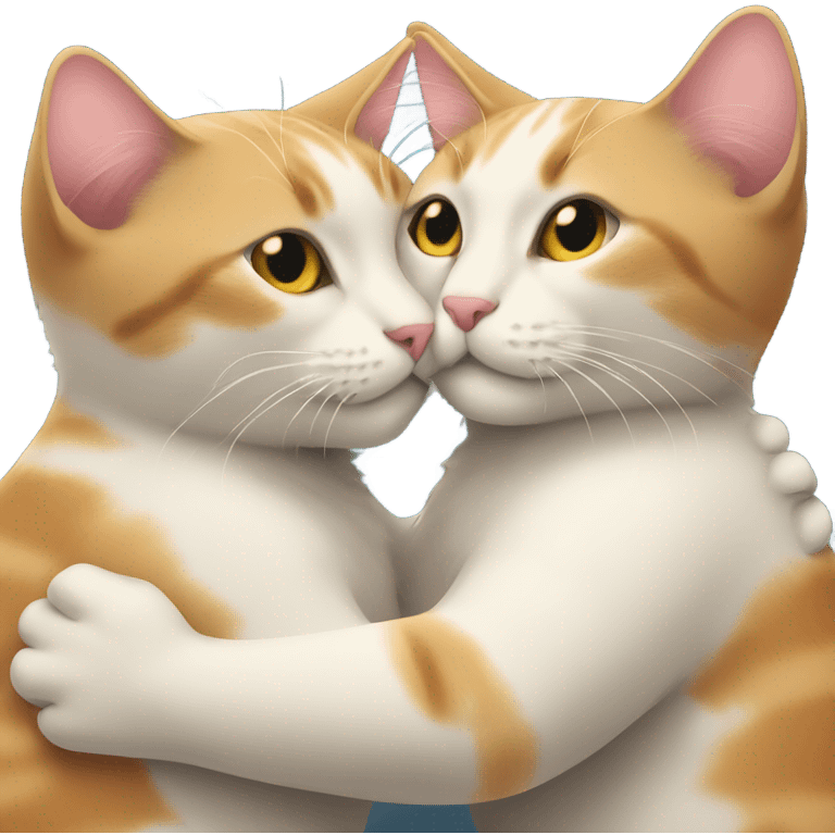 two cats hugging emoji