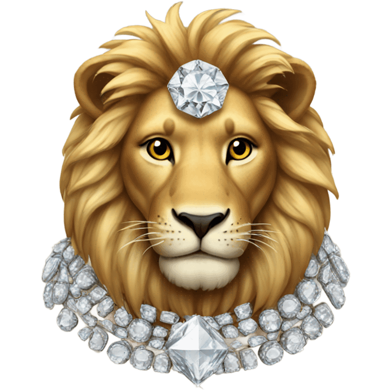 Lion wearing diamonds emoji