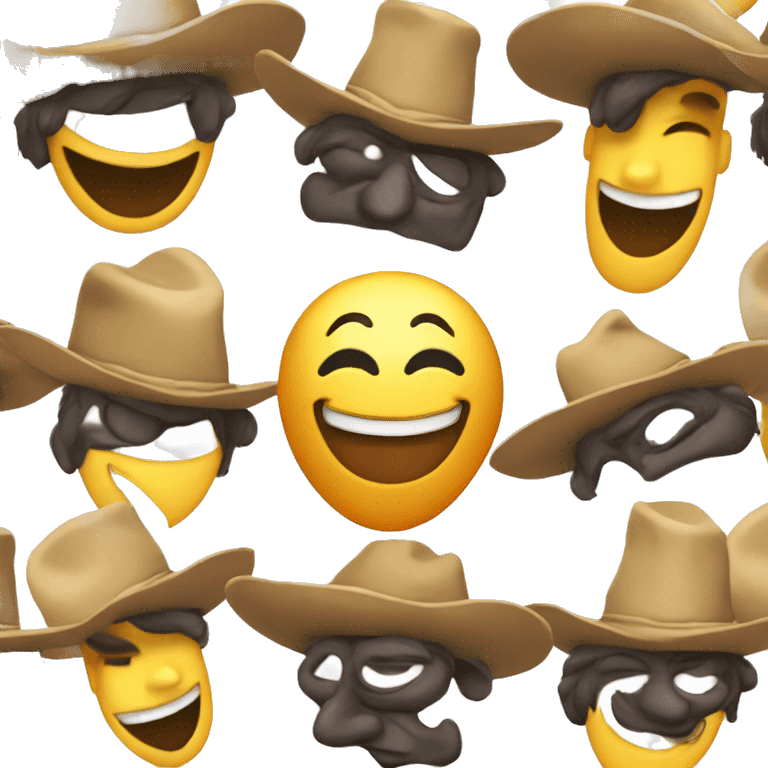 laughing emoji with a cowboy hat and a clown nose emoji