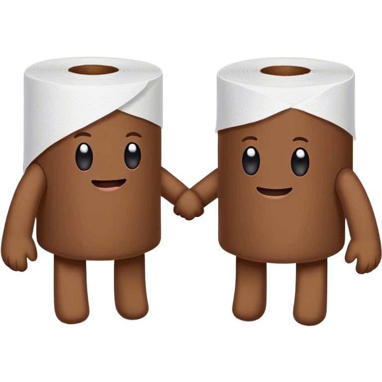 poo and toilet paper holding hands emoji