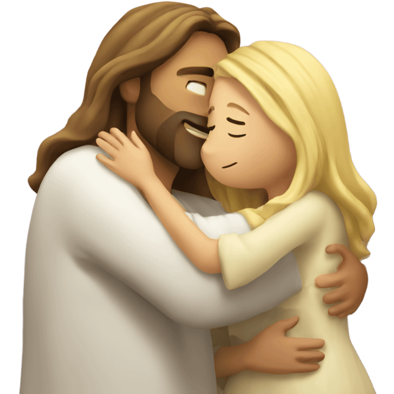 jesus hugging blonde girl  emoji