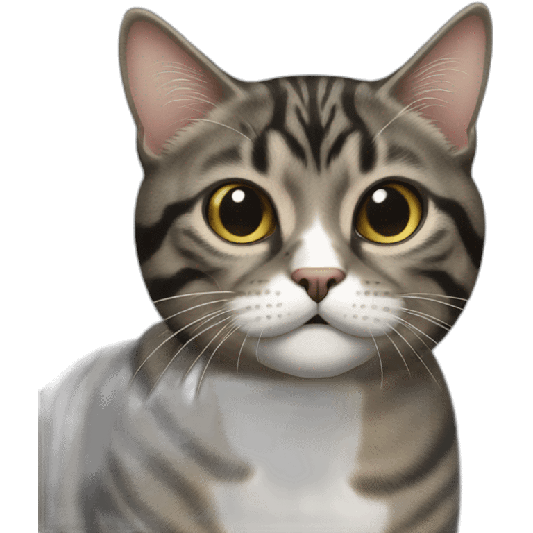 Black mackerel tabby cat being mean emoji