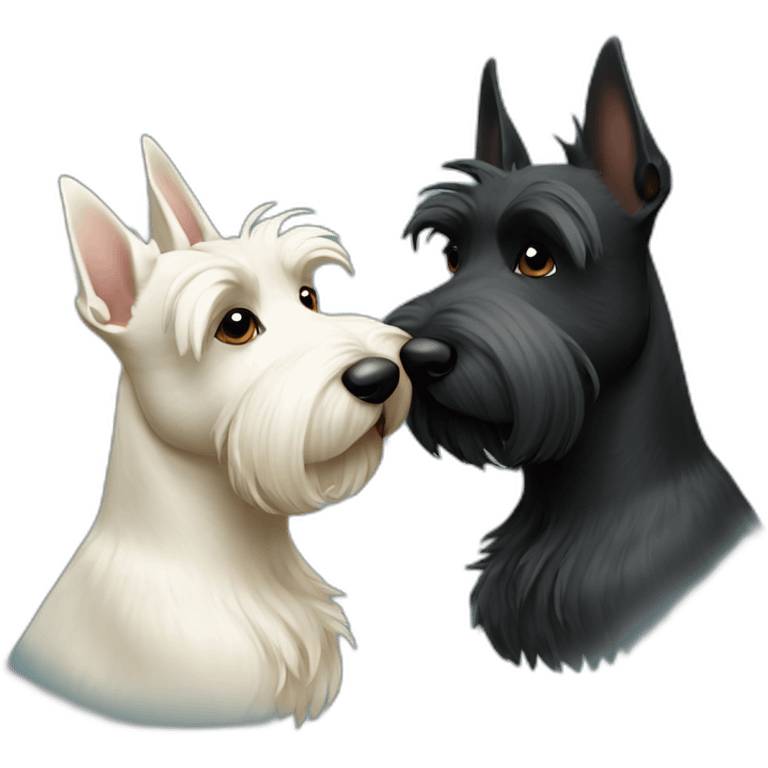 Two Scottish terrier kissing emoji